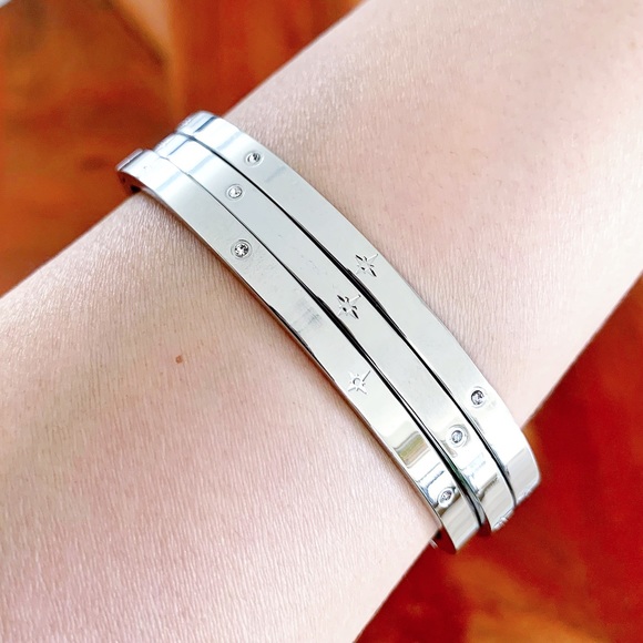 Stainless Steel Crystal Bangle - Silver NEW - Picture 7 of 10